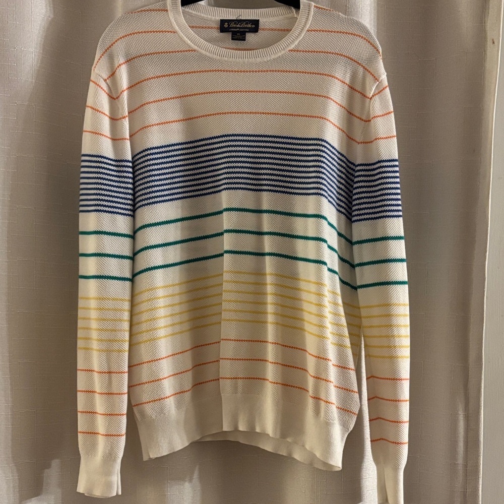 Brooks Brothers‎ Supima Cotton Country Club Preppy 90s Sweater Men's XL Rainbow